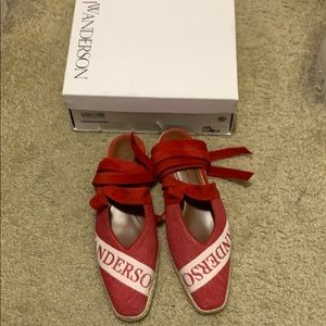 JW Anderson red logo ballet flats size 10 brandnew